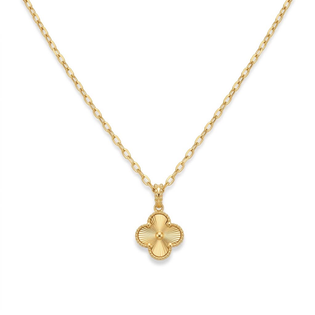 18k Gold Clover Inspired Necklace - 18k Gold Necklace - Embellish Gold Jewelry & Diamond