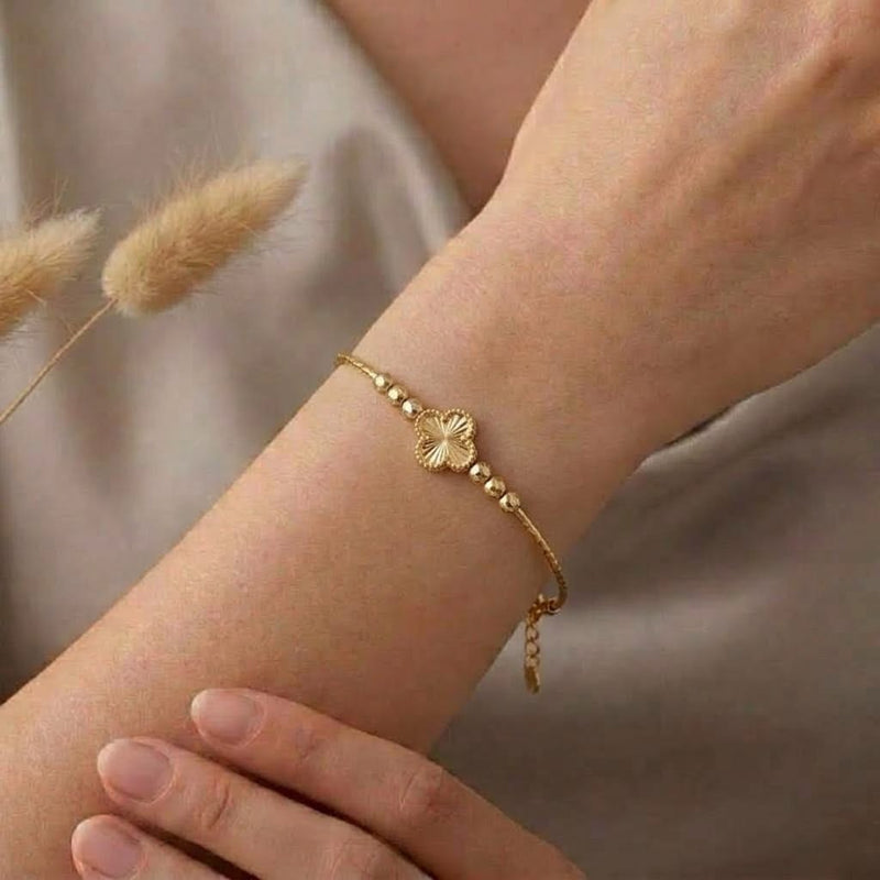 18k Gold Premium Clover Ball Bangle - New Launch - Embellish Gold Jewelry & Diamond