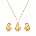 18K Real Gold Swan Necklace And Earring Set - Gold Jewellery - Embellish Gold