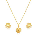 18K Real Gold Spike Flower Necklace And Earring Set - Festive Collection - Embellish Gold Jewelry & Diamond