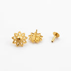 18K Real Gold Spike Flower Necklace And Earring Set - Festive Collection - Embellish Gold Jewelry & Diamond