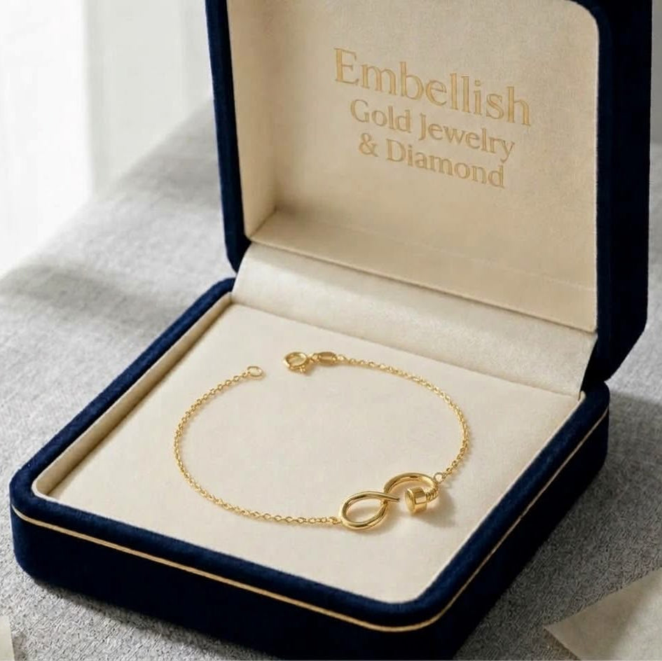 18K Gold Nail Infinity Bracelet - ad collection - Embellish Gold Jewelry & Diamond