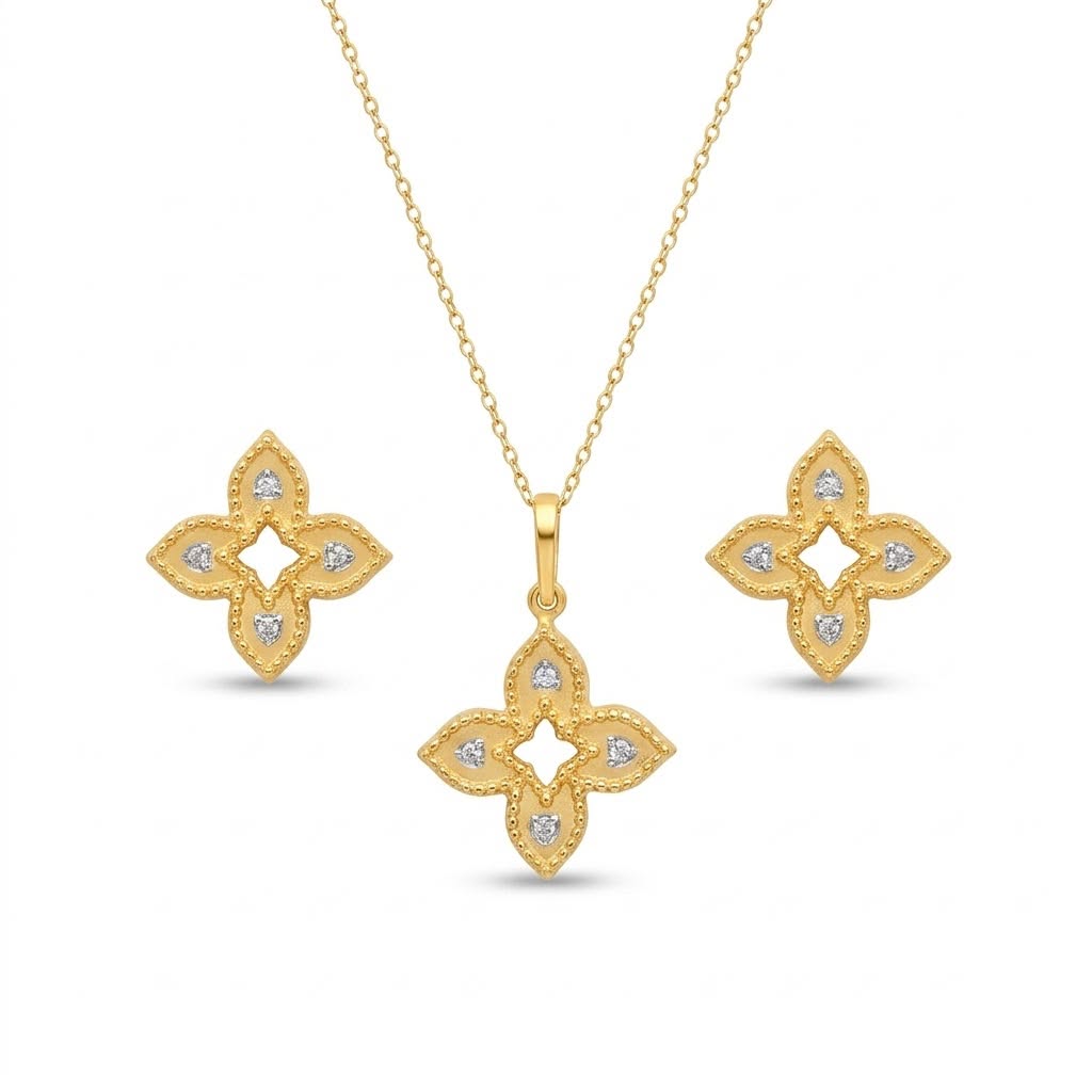 18k Gold Shuriken Inspired Jewelry Set - Best Seller - Embellish Gold Jewelry & Diamond