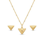 18K Real Gold Triangle Necklace And Earring Set - Festive Collection - Embellish Gold Jewelry & Diamond