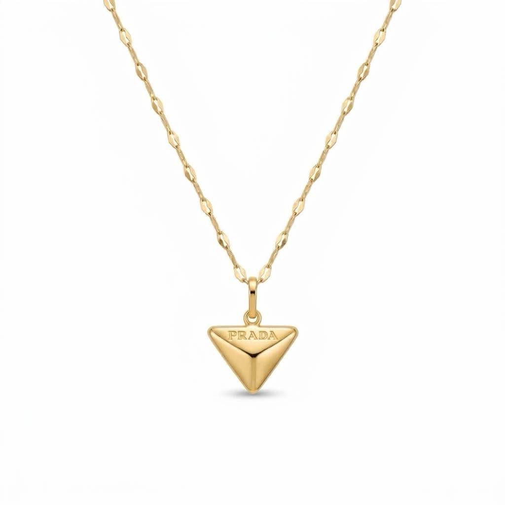 18K Real Gold Triangle Necklace And Earring Set - Festive Collection - Embellish Gold Jewelry & Diamond