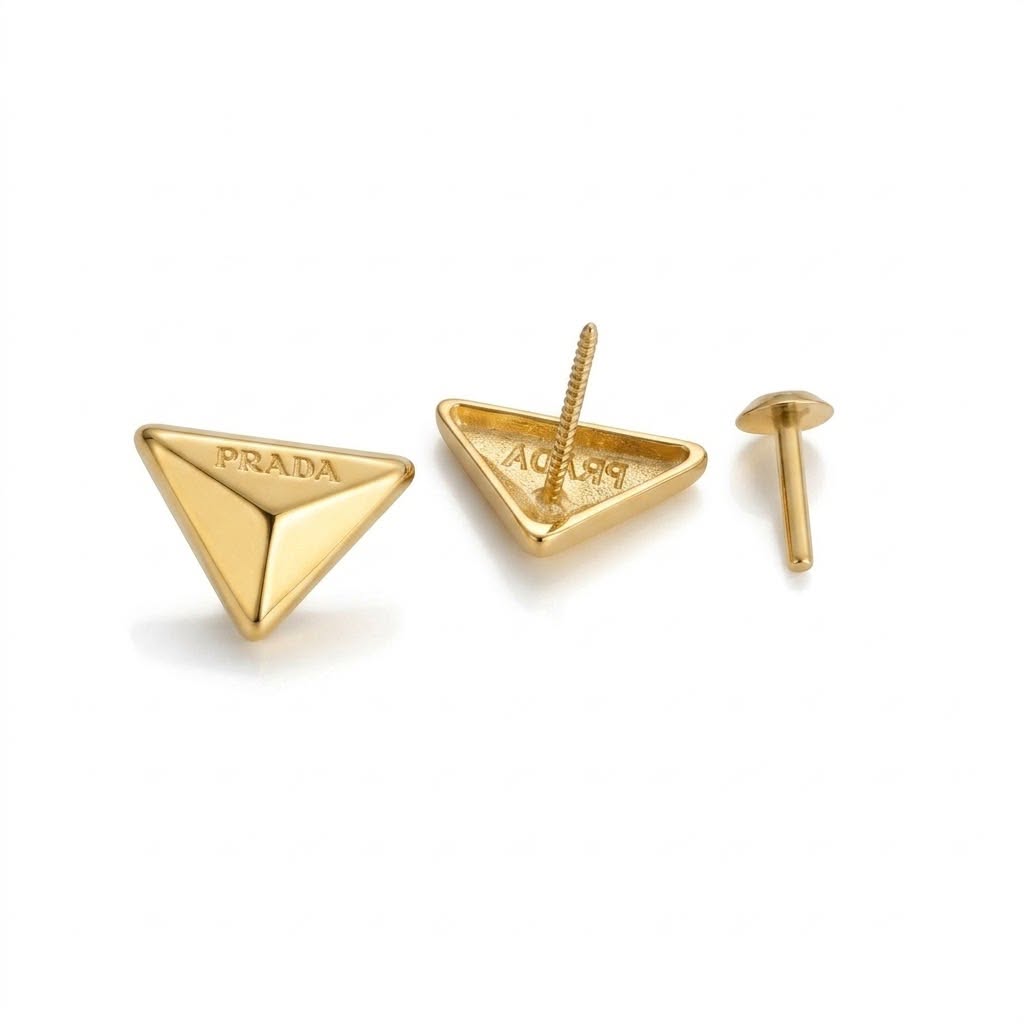 18K Real Gold Triangle Necklace And Earring Set - Festive Collection - Embellish Gold Jewelry & Diamond