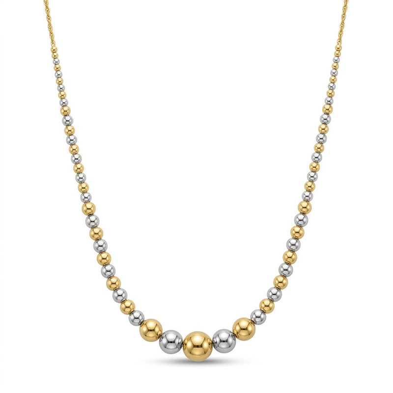18k Gold 2 Tone Rope Ball Necklace - Necklaces - Embellish Gold Jewelry & Diamond