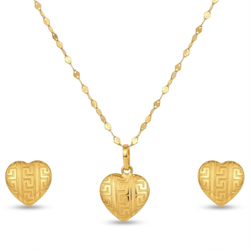 18k Gold VS Heart Jewelry Set - Best Seller - Embellish Gold Jewelry & Diamond