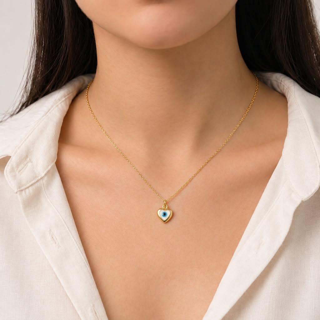 18k Gold Heart Evil Eye Set Bundle Offer - Festive Collection - Embellish Gold Jewelry & Diamond