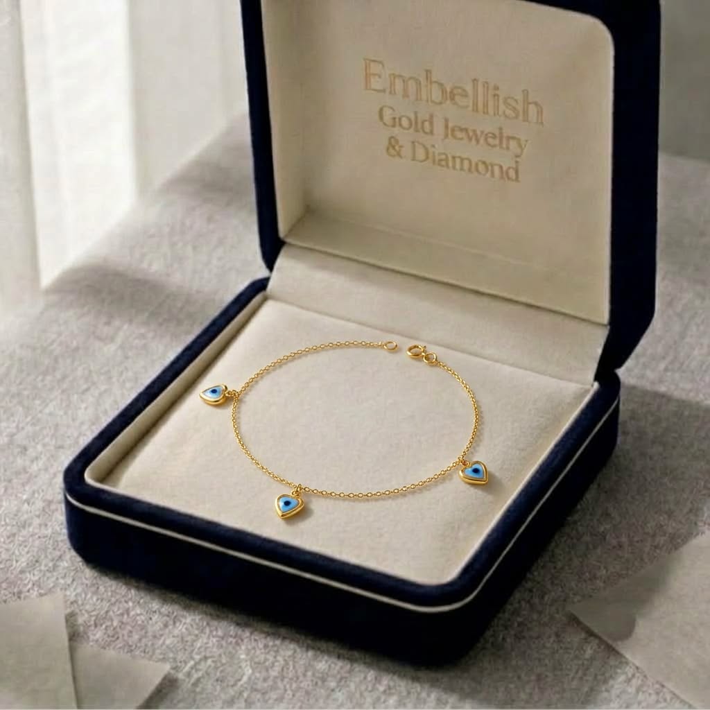 18k Gold Heart Evil Eye Set Bundle Offer - Festive Collection - Embellish Gold Jewelry & Diamond