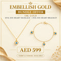 18k Gold Heart Evil Eye Set Bundle Offer - Festive Collection - Embellish Gold Jewelry & Diamond