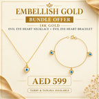 18k Gold Heart Evil Eye Set Bundle Offer - Festive Collection - Embellish Gold Jewelry & Diamond