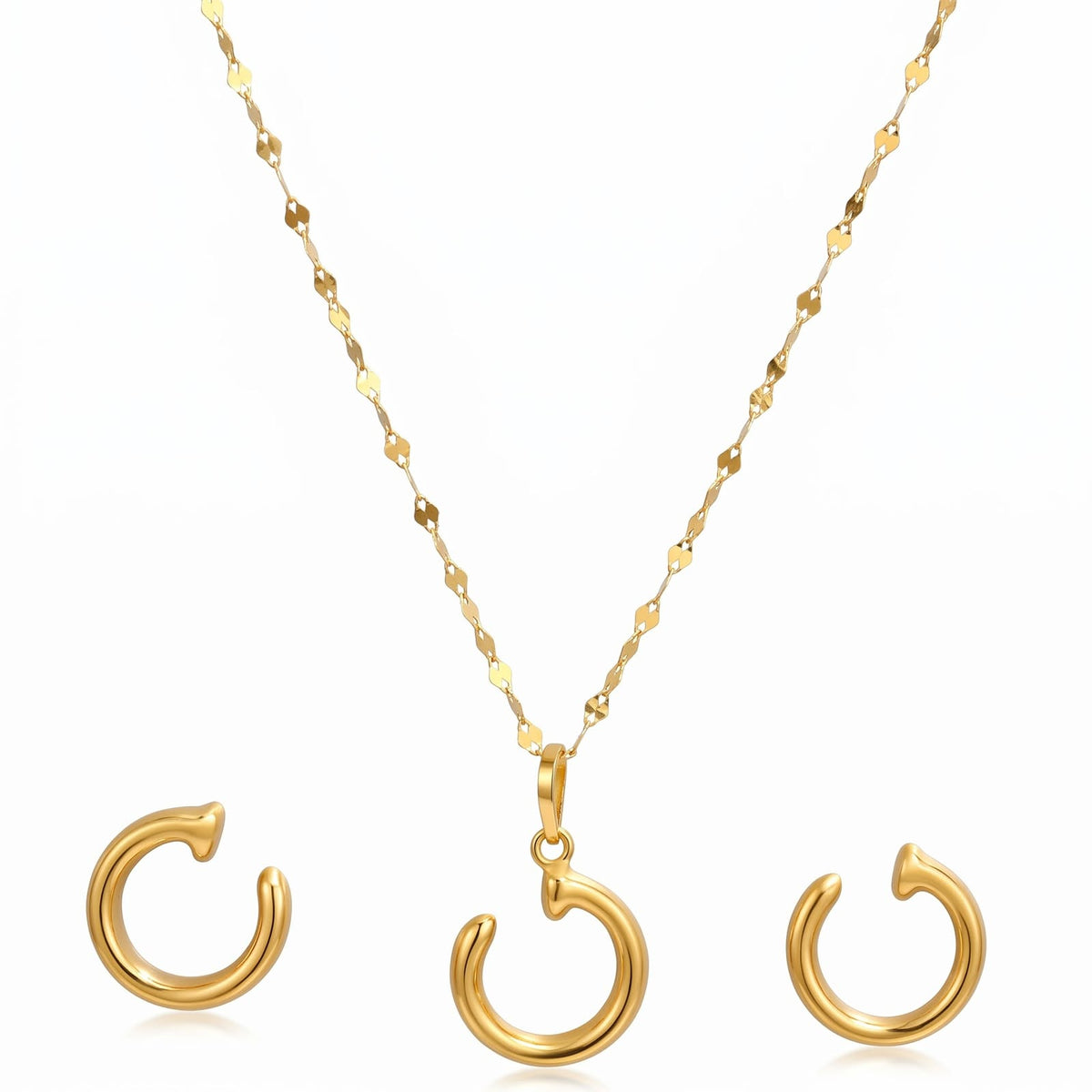 18K Real Gold Nail Necklace And Earring Set - ad collection - Embellish Gold