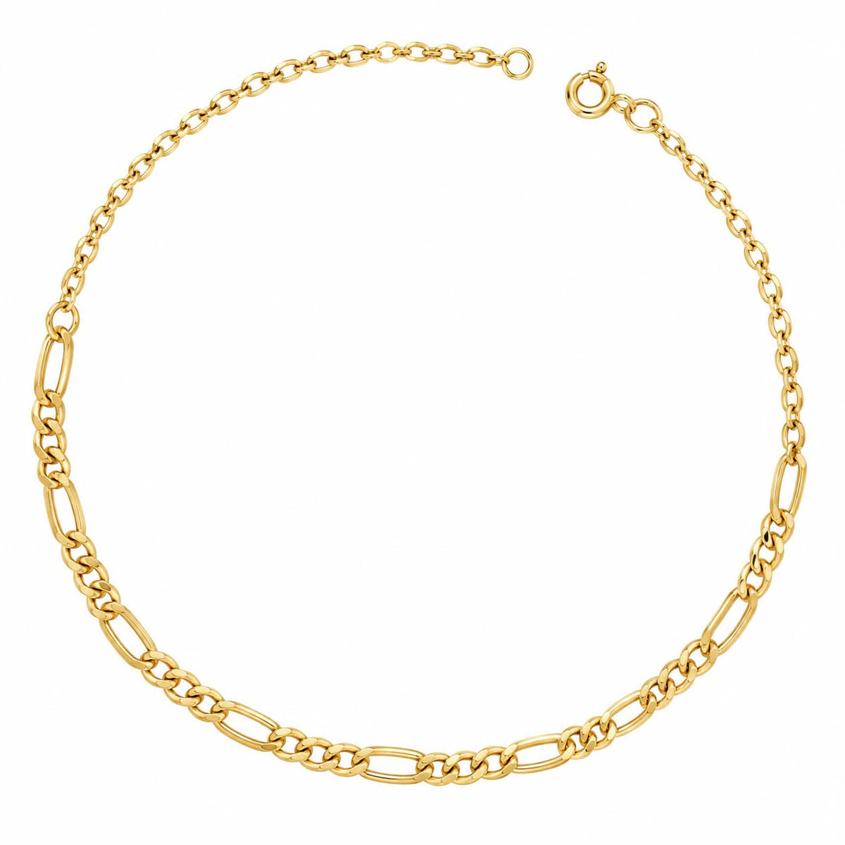 18k Gold Real Link Figaro Bracelet - 18k Gold Bracelet - Embellish Gold Jewelry & Diamond