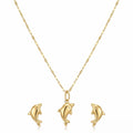 18K Real Gold Dolphine Necklace And Earring Set - Gold Jewellery - Embellish Gold