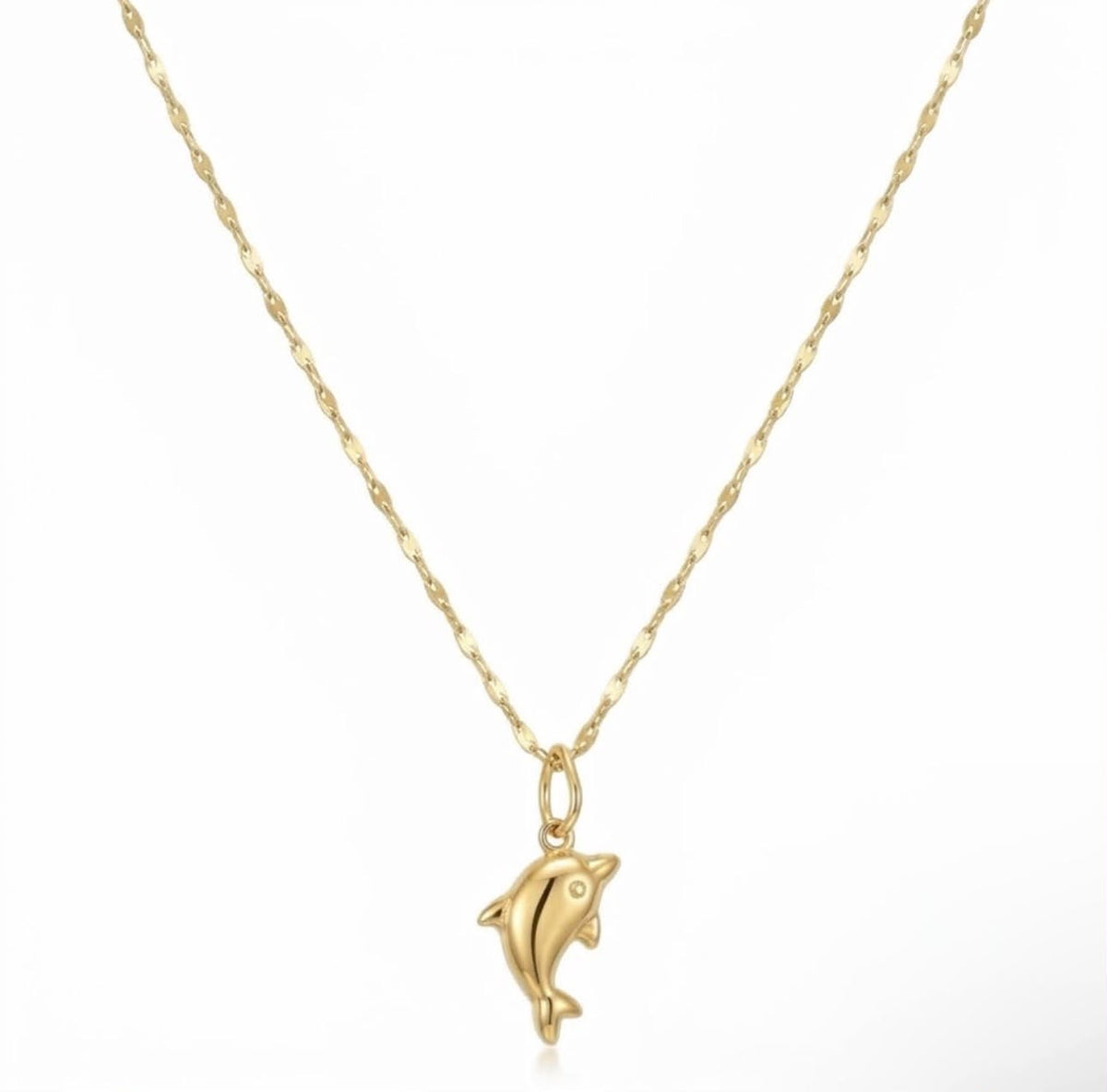 18K Real Gold Dolphine Necklace And Earring Set - Gold Jewellery - Embellish Gold