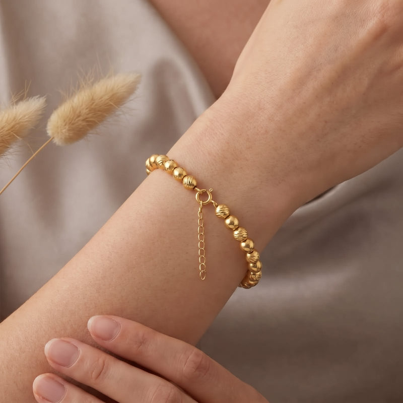 18K Gold Dia Plain Ball Bracelet - Gold Bracelets - Embellish Gold Jewelry & Diamond