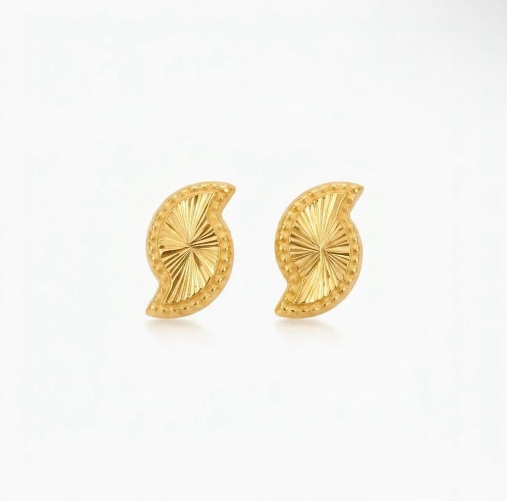 أقراط على شكل وردة من الذهب السعودي الحقيقي عيار 18 قيراط 035 - 18k Gold Earrings - Embellish Gold Jewelry & Diamond