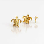 18K Real Gold Turtle Earrings - 18k Gold Earrings - Embellish Gold