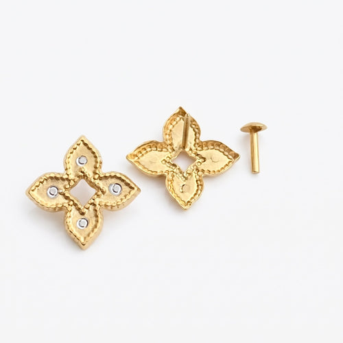18K Gold 2 Tone Shuriken Screw Earrings - إطلاق جديد - Embellish Gold Jewelry & Diamond