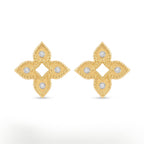 18K Gold 2 Tone Shuriken Screw Earrings - 18k Gold Earrings - Embellish Gold Jewelry & Diamond