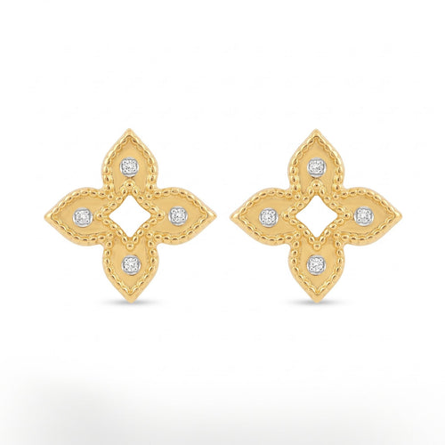 18K Gold 2 Tone Shuriken Screw Earrings - إطلاق جديد - Embellish Gold Jewelry & Diamond