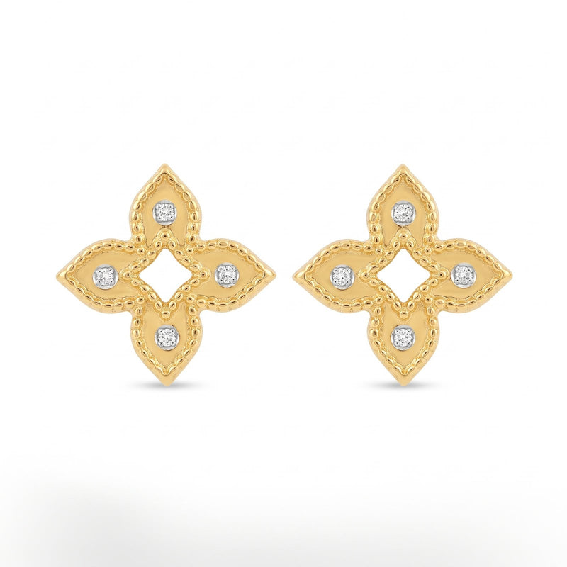 18K Gold 2 Tone Shuriken Screw Earrings - New Launch - Embellish Gold Jewelry & Diamond