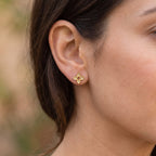 18K Gold 2 Tone Shuriken Screw Earrings - 18k Gold Earrings - Embellish Gold Jewelry & Diamond