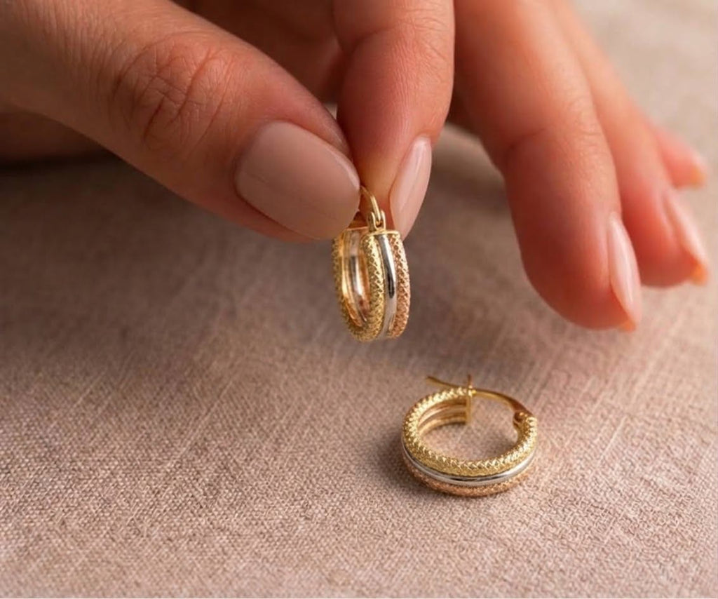18k Gold Dia Layered Loop Earrings - 18k Gold Earrings - Embellish Gold Jewelry & Diamond