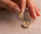 18k Gold Dia Layered Loop Earrings - 18k Gold Earrings - Embellish Gold Jewelry & Diamond