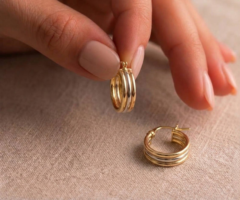 18k Gold Layered Loop Earrings - New Launch - Embellish Gold Jewelry & Diamond