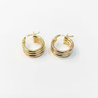 18k Gold Layered Loop Earrings - 18k Gold Earrings - Embellish Gold Jewelry & Diamond
