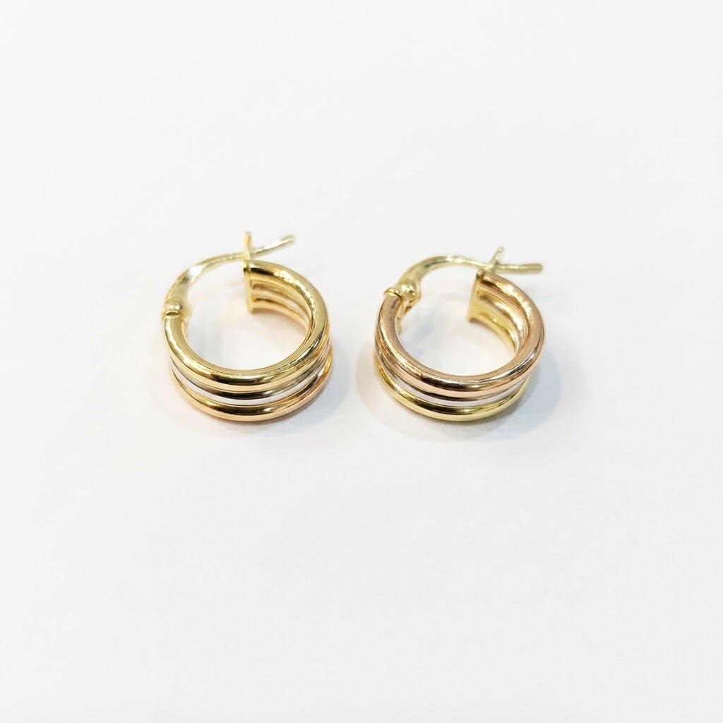 18k Gold Layered Loop Earrings - 18k Gold Earrings - Embellish Gold Jewelry & Diamond