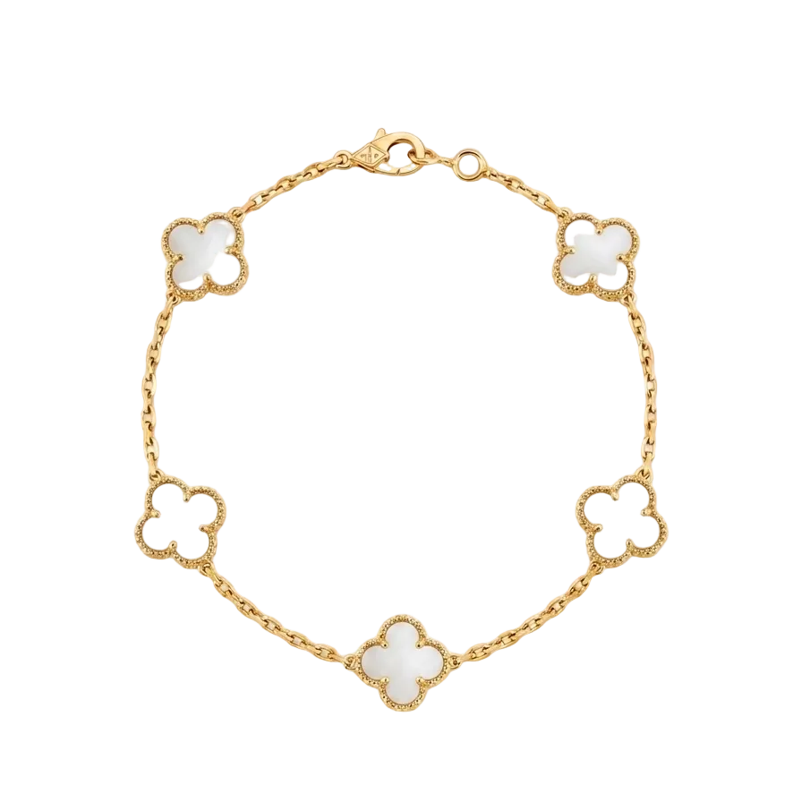 18k Gold 5 Clover Bracelet - 18k Gold Bracelet - Embellish Gold Jewelry & Diamond