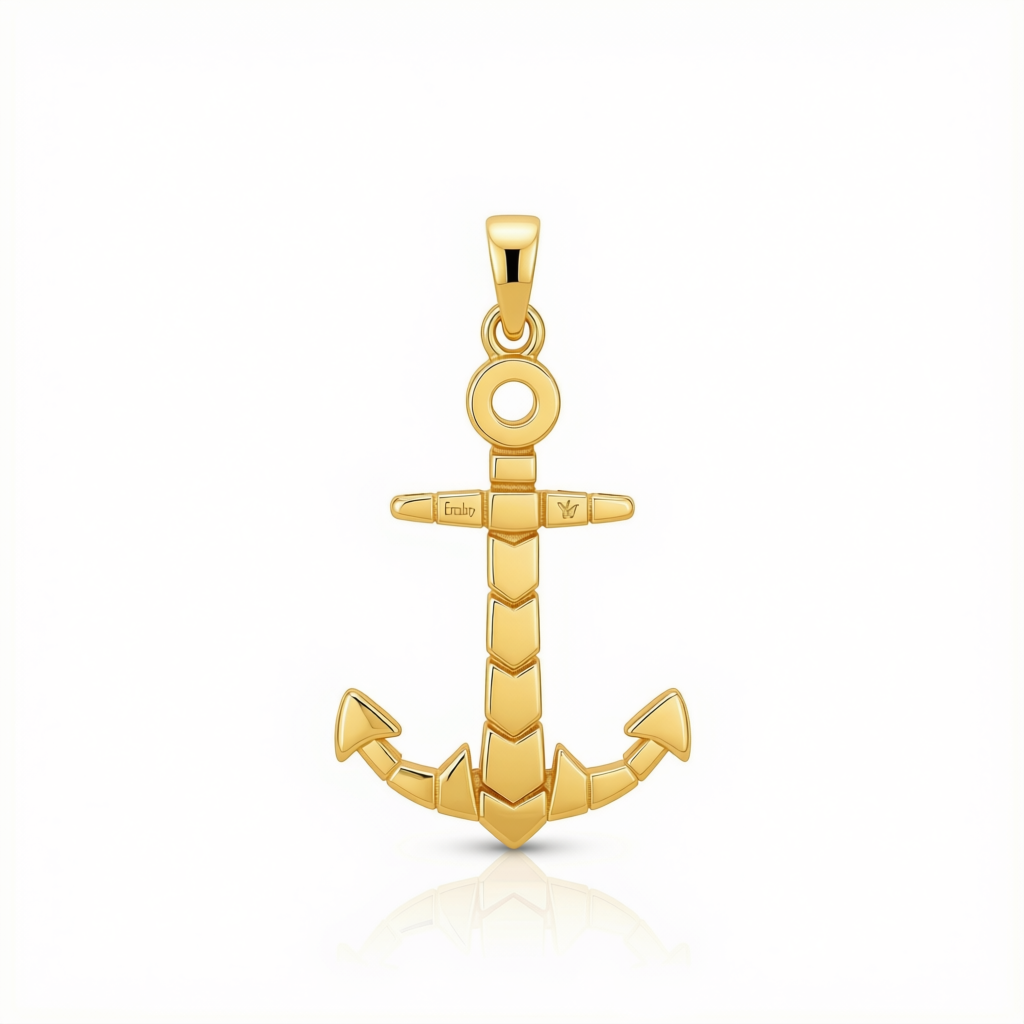 18k Gold Anchor Pendant - 18k Gold Pendant - Embellish Gold Jewelry & Diamond