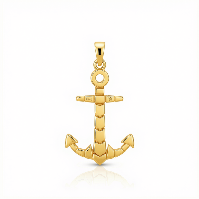 18k Gold Anchor Pendant - 18k Gold Pendant - Embellish Gold Jewelry & Diamond