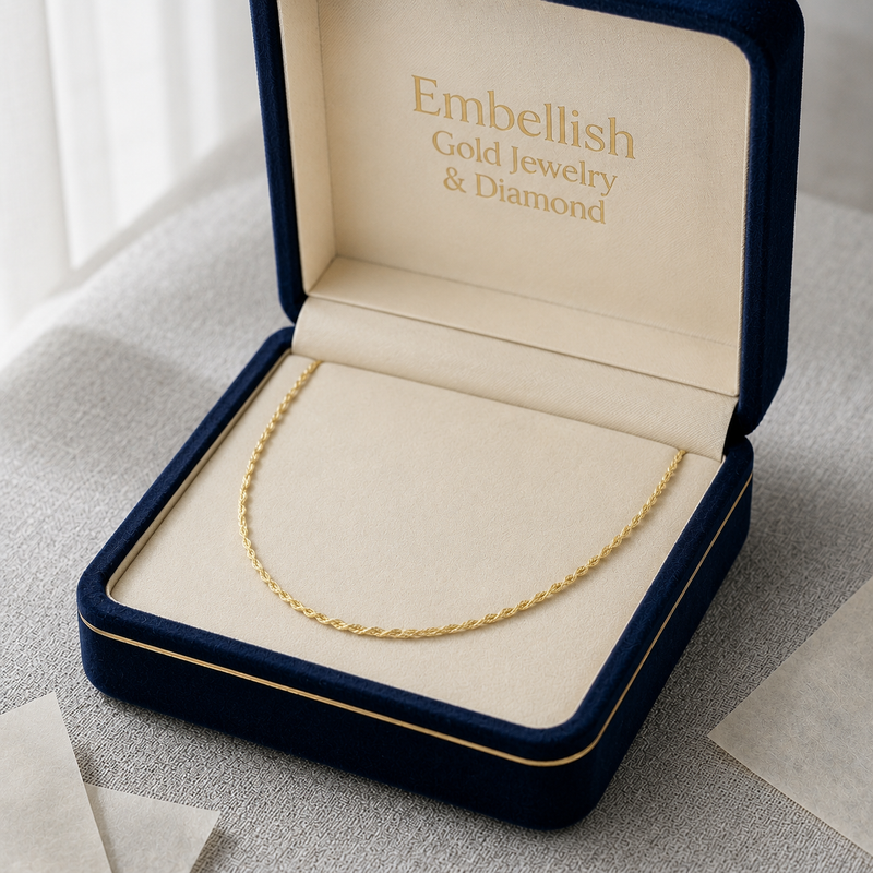 18k Gold Rope Chain 5 - 18k Gold Chain - Embellish Gold Jewelry & Diamond