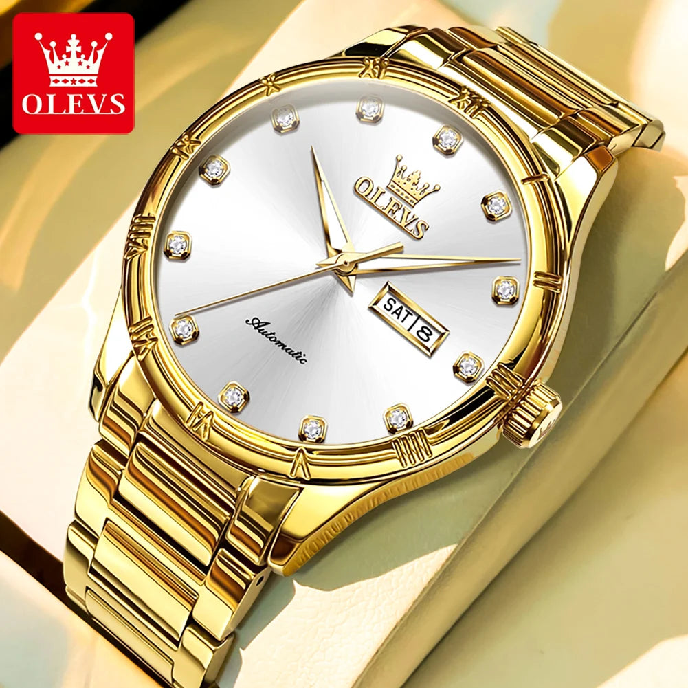 OLEVS 7030 Man Watch - Festive Collection - Embellish Gold Jewelry & Diamond