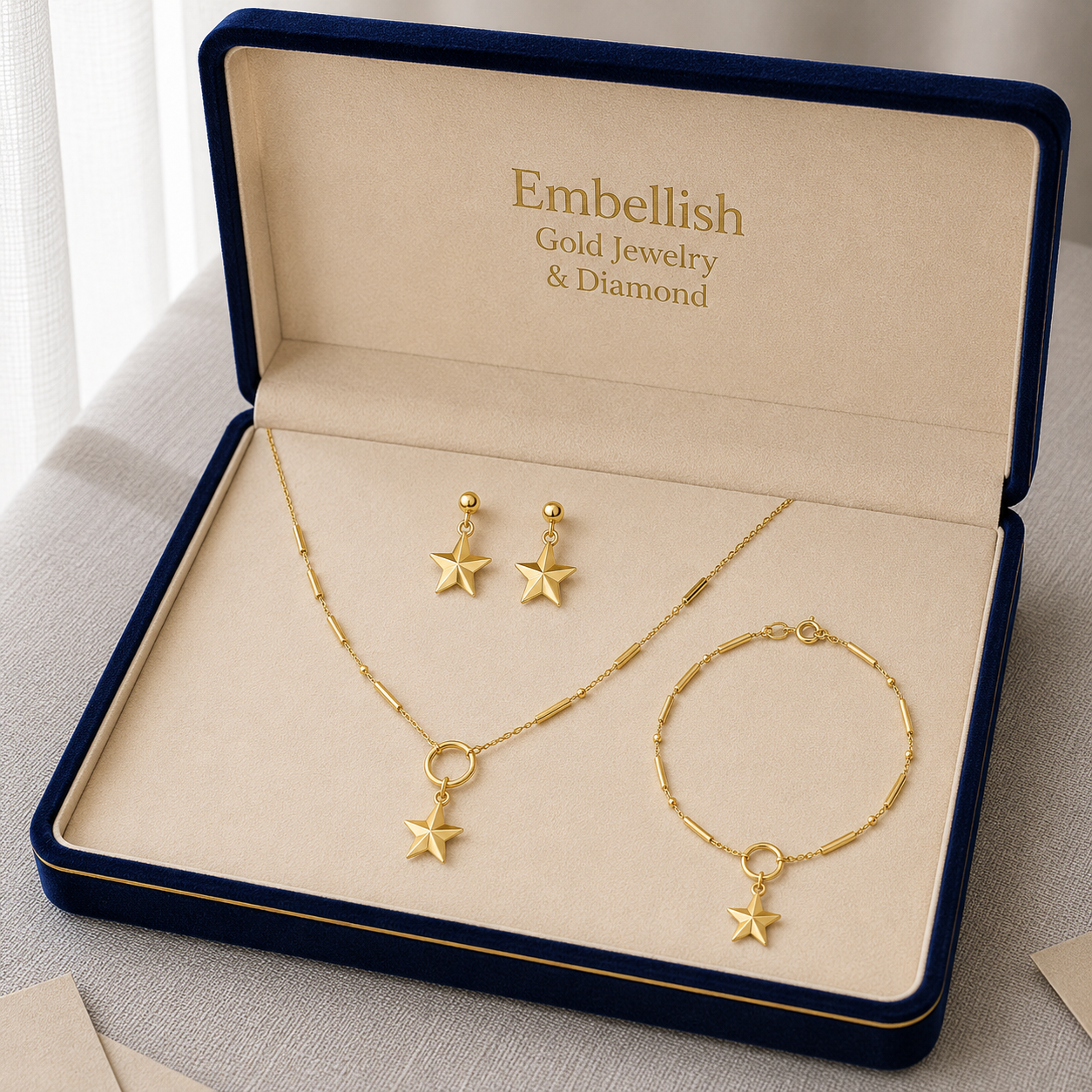 18k Gold Star Ball Jewelry Set - Best Seller - Embellish Gold Jewelry & Diamond