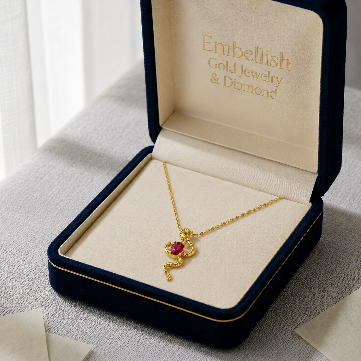 18k Gold Red Dragon Necklace - 18k Gold Necklace - Embellish Gold