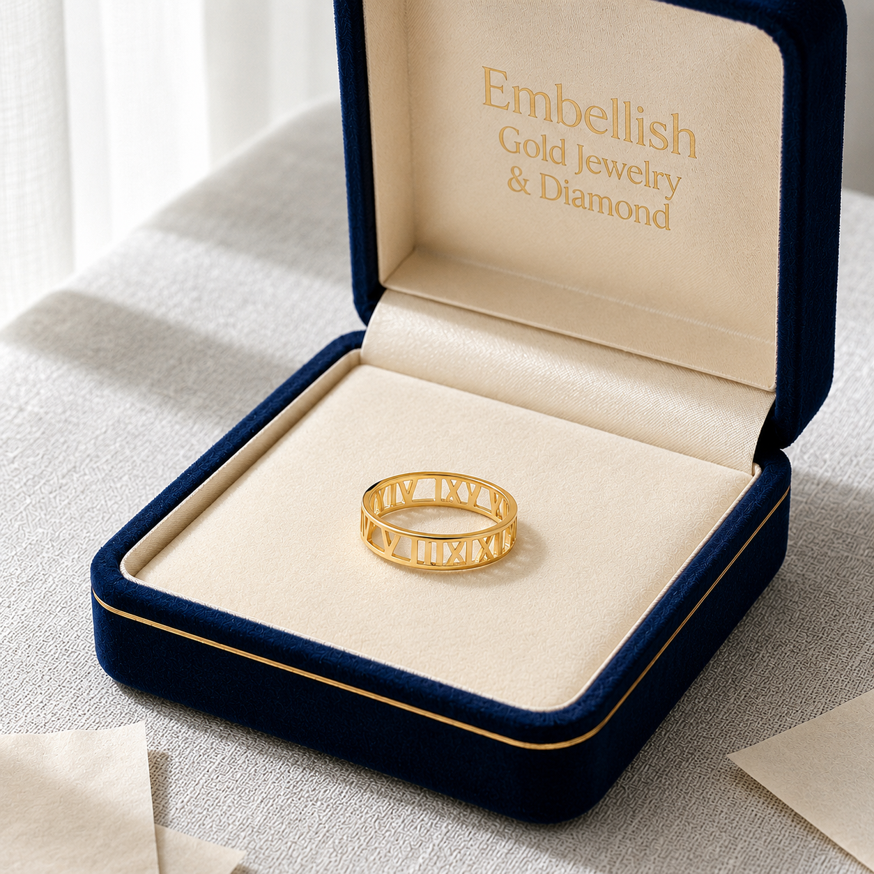18K Real Saudi Gold Roman Number Ring - New Launch - demo - Embellish Gold