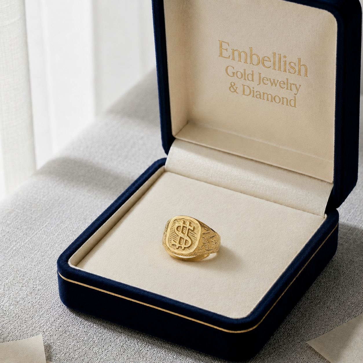 18k Gold Dollar Style Ring - ad collection - Embellish Gold Jewelry & Diamond