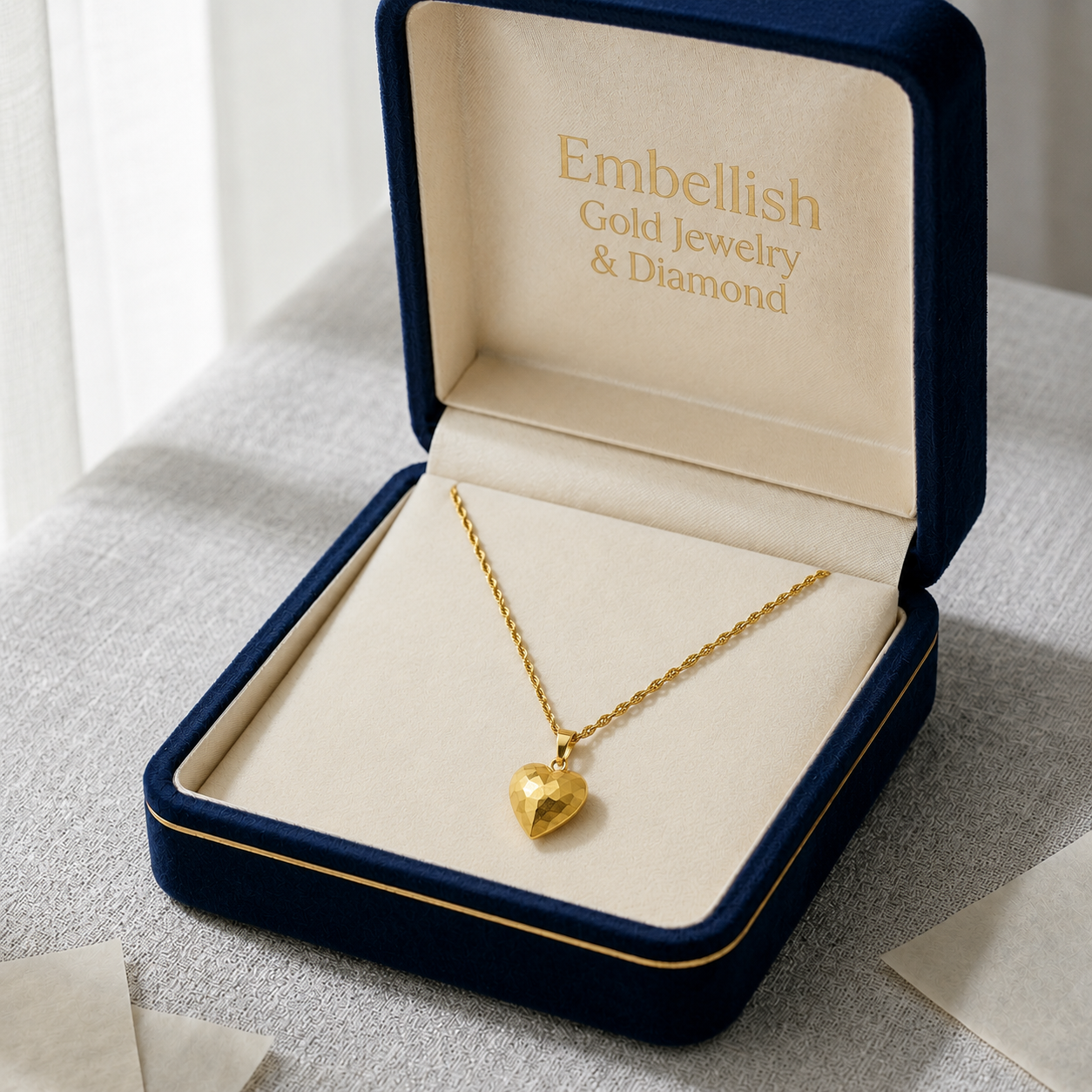 18k Gold Heart Stripe Necklace