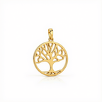 18k Gold Circle Tree of Life Pendant