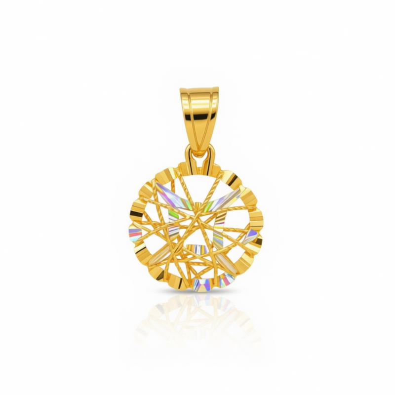 18k Gold Diamond Round Pendant - 18k Gold Pendant - Embellish Gold Jewelry & Diamond
