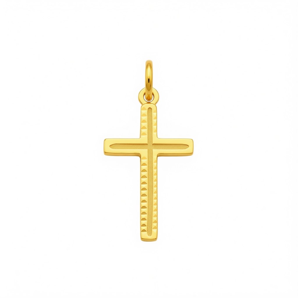 18k Gold Plain Dia Cut Cross Pendant - 18k Gold Pendant - Embellish Gold Jewelry & Diamond