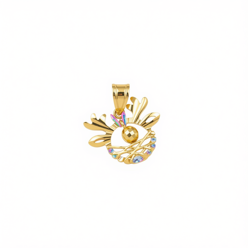 18k Gold Deer Ball Pendant - 18k Gold Pendant - Embellish Gold Jewelry & Diamond