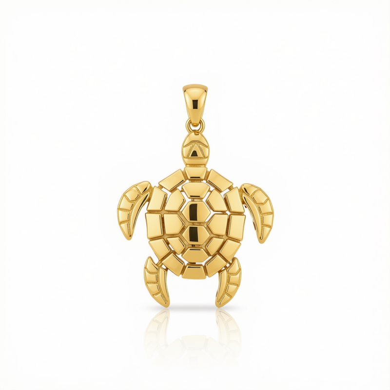 18k Gold Turquoise Pendant - 18k Gold Pendant - Embellish Gold Jewelry & Diamond