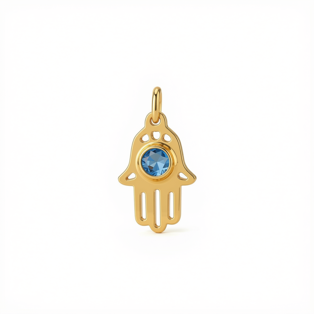 18k Gold Small Hamsa Eye Pendant