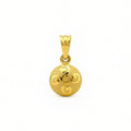 18k Gold Flower Round Pendant